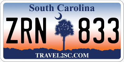 SC license plate ZRN833