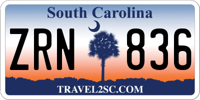 SC license plate ZRN836