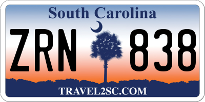 SC license plate ZRN838