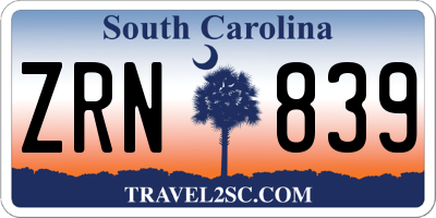 SC license plate ZRN839
