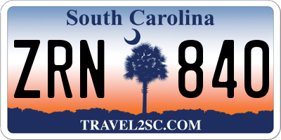 SC license plate ZRN840