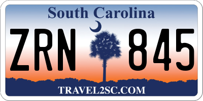 SC license plate ZRN845