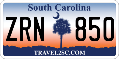 SC license plate ZRN850
