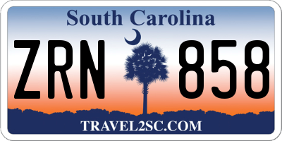SC license plate ZRN858