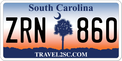 SC license plate ZRN860