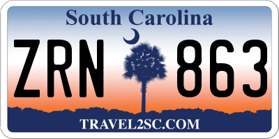 SC license plate ZRN863