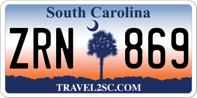 SC license plate ZRN869