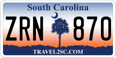 SC license plate ZRN870