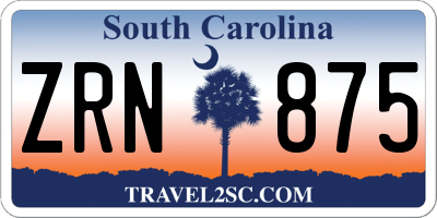 SC license plate ZRN875