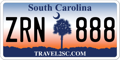 SC license plate ZRN888