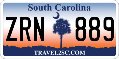 SC license plate ZRN889