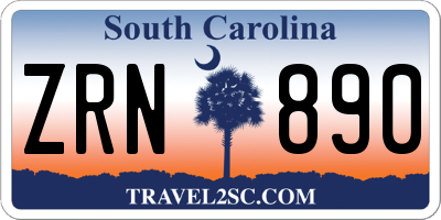 SC license plate ZRN890