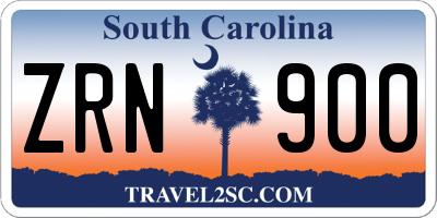 SC license plate ZRN900
