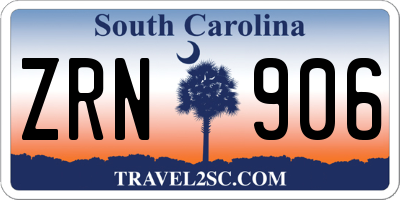 SC license plate ZRN906