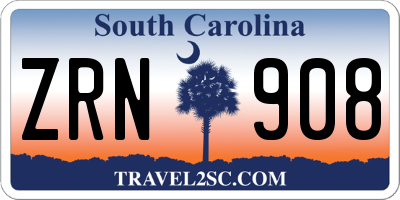 SC license plate ZRN908