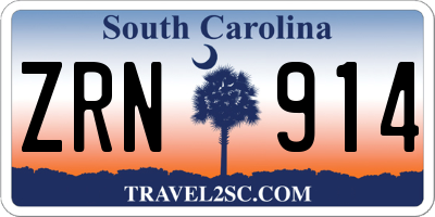 SC license plate ZRN914