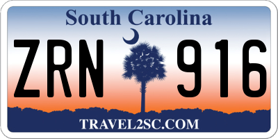 SC license plate ZRN916