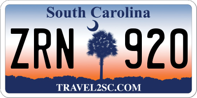 SC license plate ZRN920