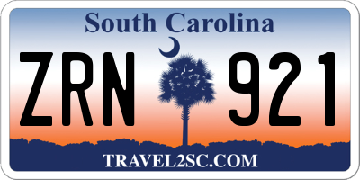 SC license plate ZRN921