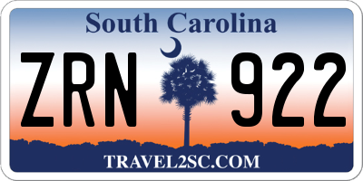 SC license plate ZRN922