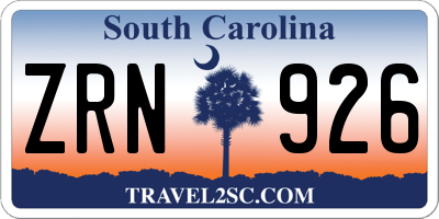 SC license plate ZRN926
