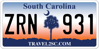 SC license plate ZRN931