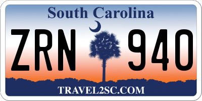 SC license plate ZRN940