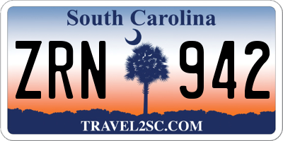 SC license plate ZRN942