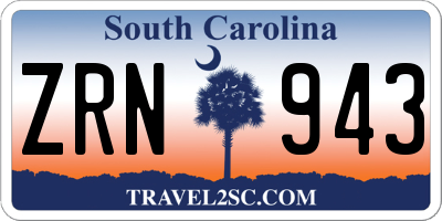 SC license plate ZRN943