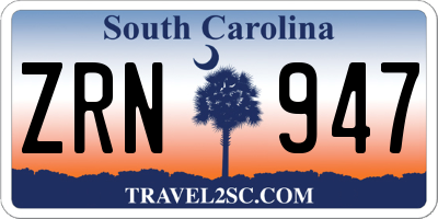 SC license plate ZRN947