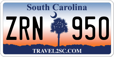 SC license plate ZRN950