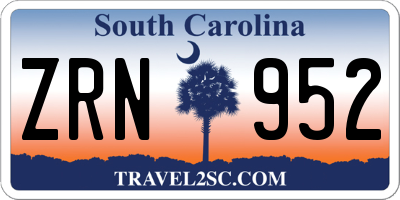 SC license plate ZRN952