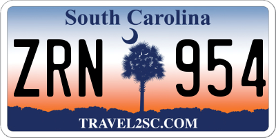 SC license plate ZRN954