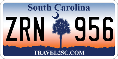 SC license plate ZRN956