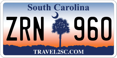 SC license plate ZRN960