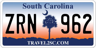 SC license plate ZRN962