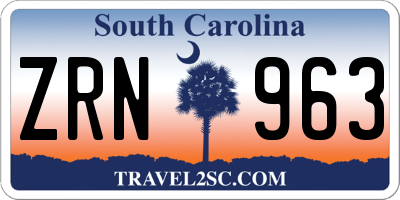 SC license plate ZRN963