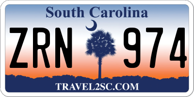 SC license plate ZRN974