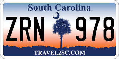 SC license plate ZRN978