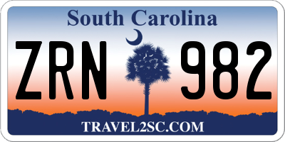SC license plate ZRN982
