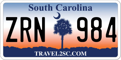 SC license plate ZRN984