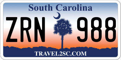 SC license plate ZRN988