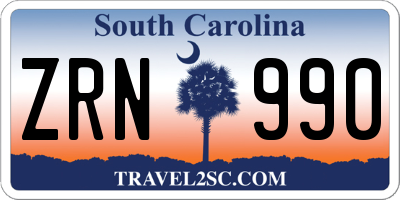 SC license plate ZRN990