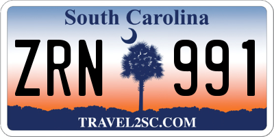 SC license plate ZRN991