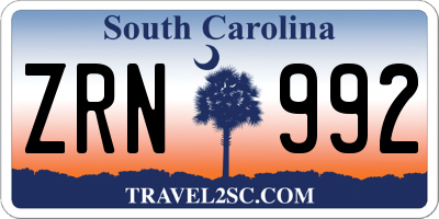 SC license plate ZRN992