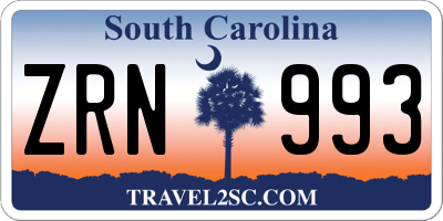 SC license plate ZRN993