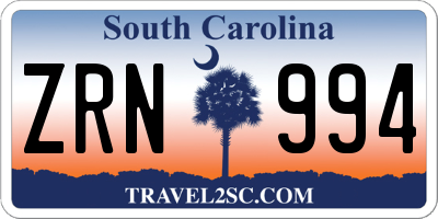 SC license plate ZRN994