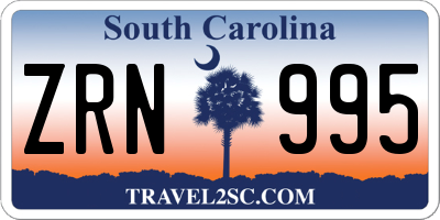 SC license plate ZRN995