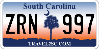 SC license plate ZRN997