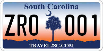 SC license plate ZRO001